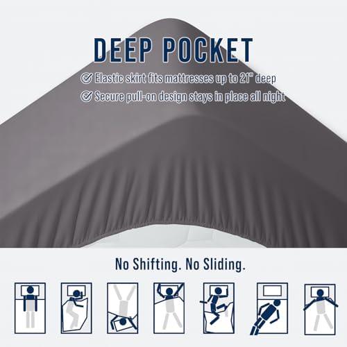 OLANLY Queen Quilted Fitted Mattress Pad, Down Alternative Fill, Dark Grey