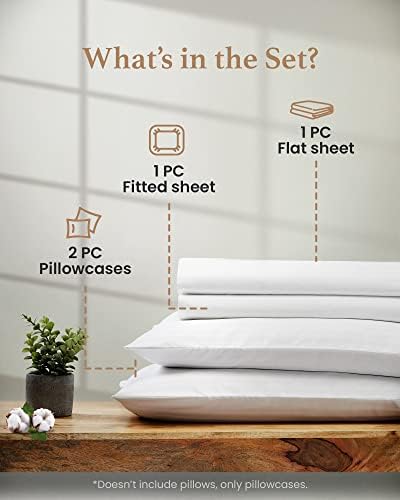100% Egyptian Cotton Sheets King Size, 4 Piece, White Sheets King Size