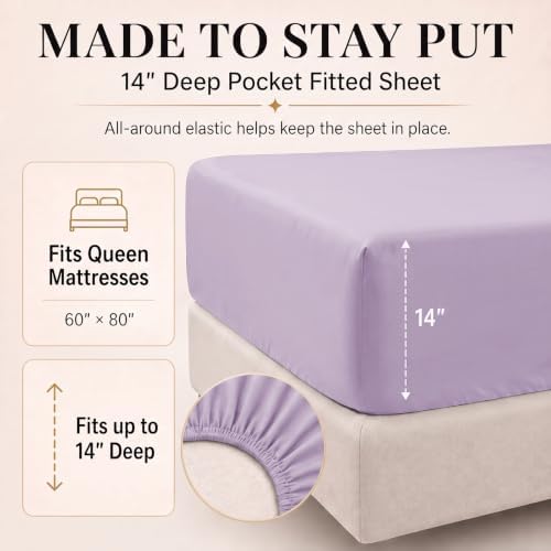CozyLux Queen Comforter Set Lavender, 7 Pieces Bed in a Bag