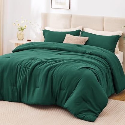 Love's cabin Dark Green Full Comforter Set, 3-Piece Prewashed Bed Set