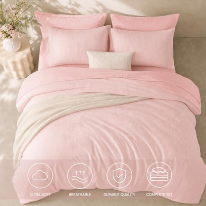 Monbix King Size Comforter Set-7 Pieces Soft Bed in a Bag King Bedding Set