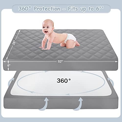 Yoofoss Waterproof Crib Mattress Protector Sheets Fitted 2 Pack 52''x28''