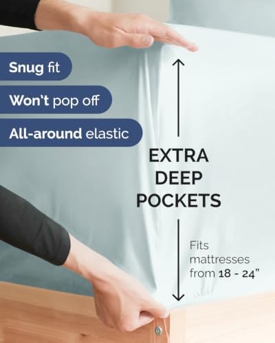 CGK Linens 2 Pack Extra Deep King Fitted Sheets - Ice Blue