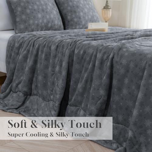 CHOSHOME Cooling Comforter Cooling Blanket, Q-Max 0.45 Cool Sleeping Summer Blanket for Hot Sleeper Night Sweats, King 90" x 108", Dark Grey