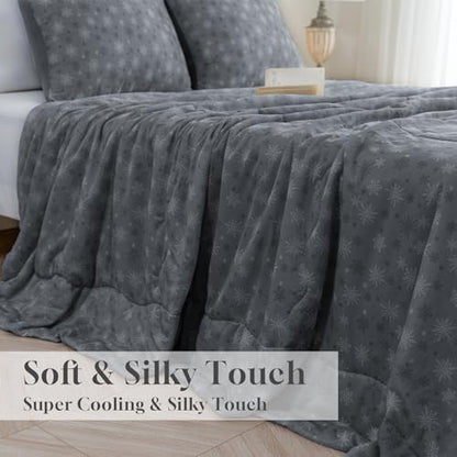 CHOSHOME Cooling Comforter Cooling Blanket, Q-Max 0.45 Cool Sleeping Summer Blanket for Hot Sleeper Night Sweats, King 90" x 108", Dark Grey
