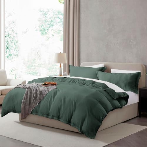 Hearth & Harbor Prewashed Full Duvet Cover Set, Forest Green