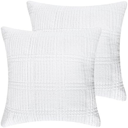 Levtex Home - Cloud Waffle - Quilted Euro Sham Set of 2 - Waffle Weave - Bright White - (26x26in.), No Insert - Cotton