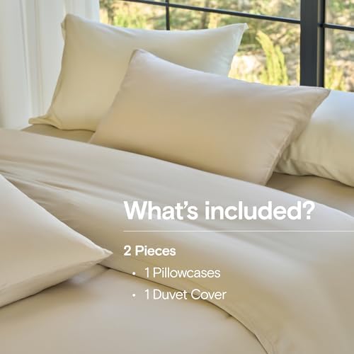 DOZ Duvet Cover Set, 100% Viscose derived from Bamboo, Organically Grown, Buttery Soft, Cooling Duvet Covers, High GSM, 1 Duvet Cover and 1 Pillowcase, 70"x90" (Sand, Twin/Twin XL)