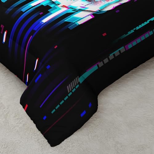 Nttopship Black Skull Comforter Set Queen Size,100% Soft Ultra-fine Fiber Four Season Science Fiction Comforter Set with 1 Comforter and 2 Pillow Case