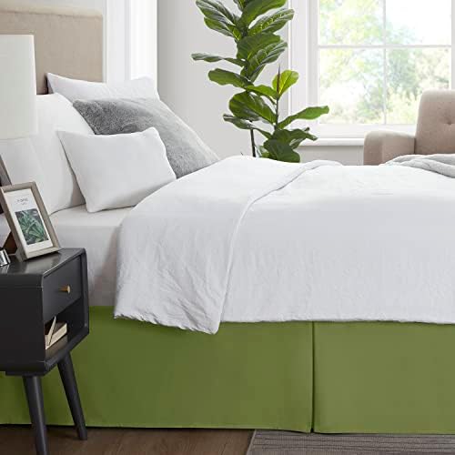 Nestl Calla Green Full XL Bed Skirt - Full XL Size Bed Skirt 14 Inch Drop - Brushed Microfiber Bed Skirts - Hotel Quality Pleated Bed Skirt - Shrinkage & Fade Resistant