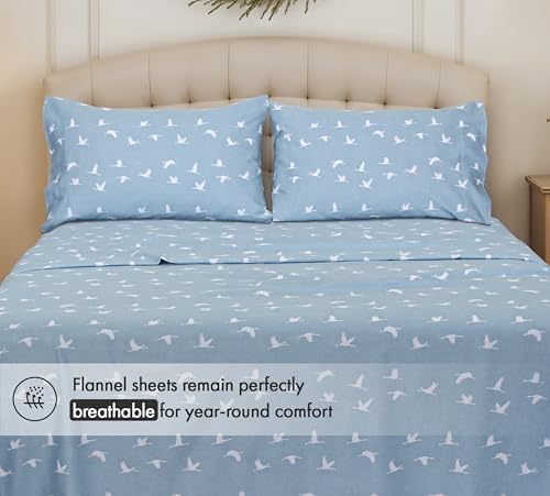 RUVANTI Flannel Sheets Set Queen Size,We Fly