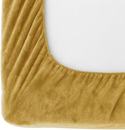 Elegant Comfort Luxuriously Soft 4-Piece Velvet Plush Flannel Sheet Set - Premium Quality - Cozy Warm, Anti-Static, Non Pilling Fuzzy Velvet Flannel Fleece Deep Pocket Sheet Set - Full, Gold