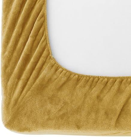 Elegant Comfort Luxuriously Soft 4-Piece Velvet Plush Flannel Sheet Set - Premium Quality - Cozy Warm, Anti-Static, Non Pilling Fuzzy Velvet Flannel Fleece Deep Pocket Sheet Set - Cal King, Gold