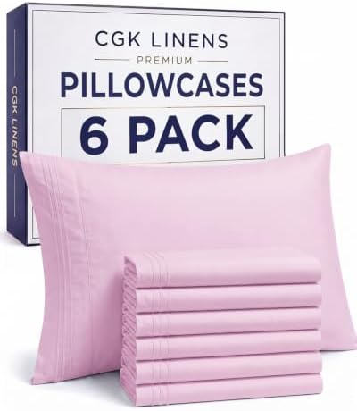 Queen Pillow Cases Set of 6 - Ultra Soft Pillowcase Covers - Light Pink