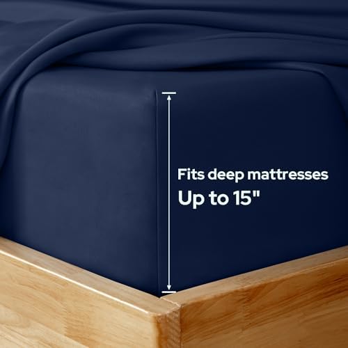 HOMEIDEAS Full Size Bed Sheets - 6 Piece Set (Navy) - Extra Soft Brushed Microfiber 1800 Bedding Sheets, Deep Pocket, Wrinkle & Fade Free