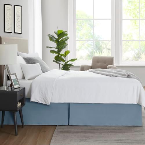 Nestl Stone Blue Twin XL Bed Skirt - Twin XL Size Bed Skirt 14 Inch Drop - Brushed Microfiber Bed Skirts - Hotel Quality Pleated Bed Skirt - Shrinkage & Fade Resistant