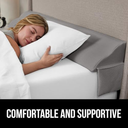GORILLA GRIP Patented Bed Wedge Pillow for Headboard Gap, Twin/XL,Soft Gray