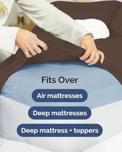 CGK Linens 2 Pack Extra Deep Full Fitted Sheets - Brown