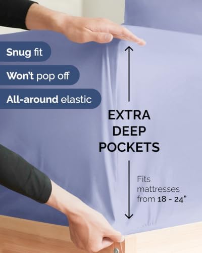Flex Top Split Head King Sheet Set - 4 Piece Extra Deep Sheets - Lavender