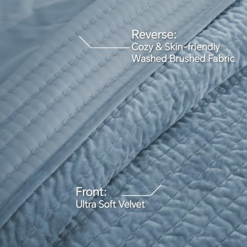 BEDELITE Velvet Quilt Set Queen Size, Luxury Velvet Comforter Bedding