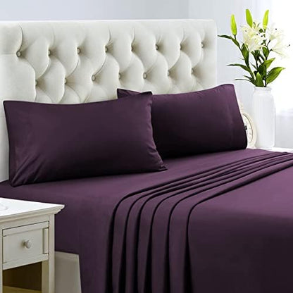 HOMEIDEAS Full Size Bed Sheets - 4 Piece Set (Purple) - Extra Soft Brushed Microfiber 1800 Bedding Sheets, Deep Pocket, Wrinkle & Fade Free