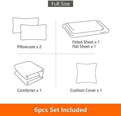 6 Pieces Gaming Bedding Set Full Size for Boys Gamer Comforter Set for Boys Girls Kids Teens 6 Piece Bed in A Bag Video Game Bedding for Gamer Room Decorative Full50