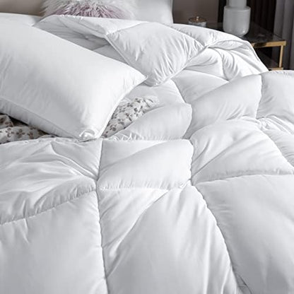 Winter Extra Warm White Super King Size Down Alternative Comforter, Heavyweight Fiberfill Comforter Duvet Insert 120x98 with Corner Tabs - Ultra Soft Brushed Microfiber Shell