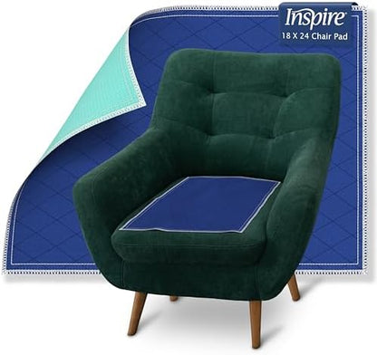 Inspire Waterproof Chair Pad, Dark Colored to Hide Stains, 18 x 24 – Quilted, for Incontinence Washable, for Adults and Kids Reusable Underpad