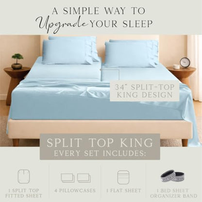 KARISSA MAE 6 Piece Luxury Bamboo Viscose 34" Split Top King Size Sheet Set