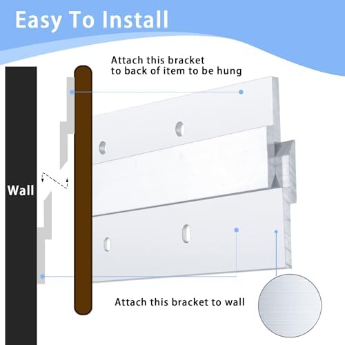 24 Inch French Cleat Hanger, Aluminum French Cleat, Mirror Hanging Hardware, French Cleat Heavy Duty for Panel, Whiteboard, Cabinet, Shelf, Headboard, Art (1 Pair, Support 160lbs)