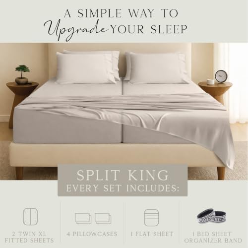 KARISSA MAE 7 Piece Luxury Bamboo Viscose Split King Sheets, FSC Certified