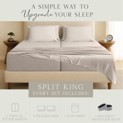 KARISSA MAE 7 Piece Luxury Bamboo Viscose Split King Sheets, FSC Certified