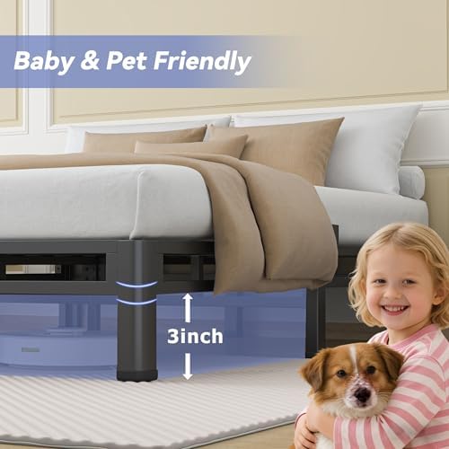 NKZ Metal Platform Bed Frame Twin Size, 7 Inch Dual-Layer Heavy Duty Base