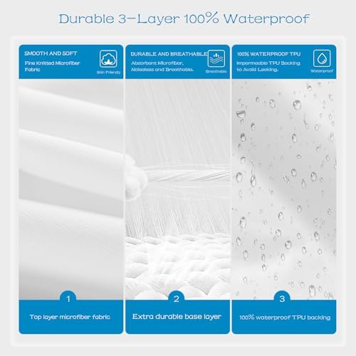 GRT 10 Pack 100% Waterproof Mattress Protector Twin Size, Breathable & Noiseless Waterproof Mattress Cover Fitted Deep Pocket from 5" to 19", Smooth Washable Twin Bed Protector - Vinyl Free
