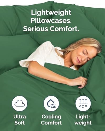 Queen Pillow Cases Set of 10 - Ultra Soft Pillowcase Covers - Emerald Green