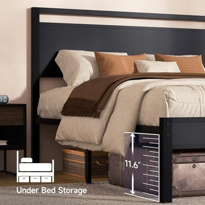 Z-hom Queen Bed Frame with Wooden Headboard & Footboard,Metal Platform Bed