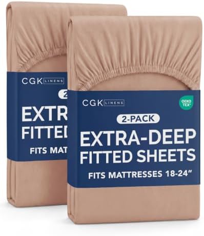 CGK Linens 2 Pack Extra Deep Twin Fitted Sheets - Mauve