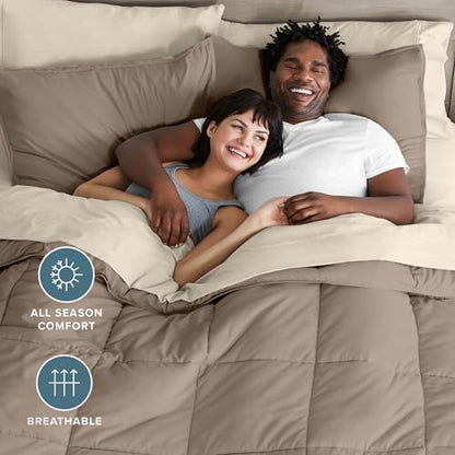 Bare Home Bed-in-A-Bag 7 Piece Set (King, Taupe/Sand)