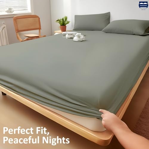 1 Piece King Size Fitted Sheet Only, 15-Inch Deep Mattress, Light Grey