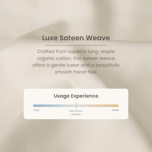 BIOWEAVES 100% Organic Cotton 1 California King Fitted Sheet Only | 300 Thread Count Sateen Weave GOTS Certified with Deep Pockets - Undyed Natural