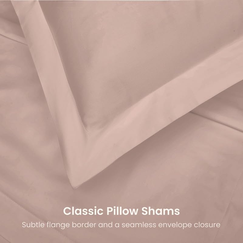 BIOWEAVES 100% Organic Cotton Twin/Twin XL Duvet Cover Set, 2-Piece, 300 Thread Count Sateen Weave GOTS Certified Comforter Cover with Buttoned Closure and 1 Pillow Sham – Dusty Rose, 66x90 inches