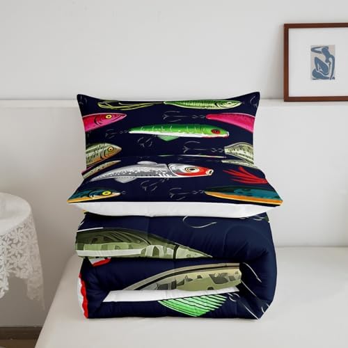 Feelyou Fishing Lure Bedding Set Twin Size for Children Teen Kids