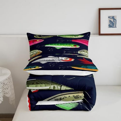 Feelyou Fishing Lure Bedding Set Twin Size for Children Teen Kids
