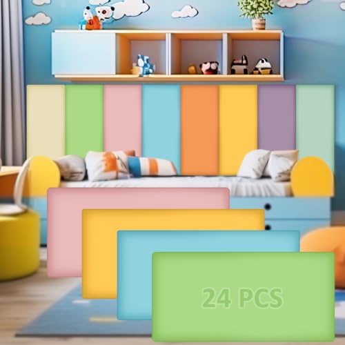 Hahafelt 24 Pack Wall Padding Headboard 15.75" x 7.87" x 1.18" Fresh Colors