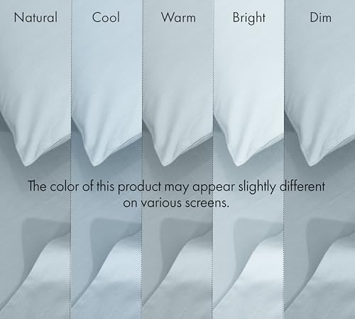 RUVANTI 100% Cotton Twin Sheets, Percale Weave Twin Sheet Set, Blue