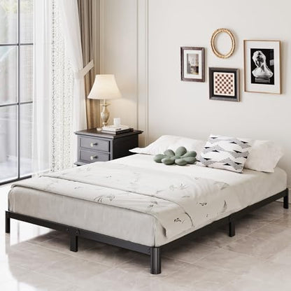 Lutown-Teen 5 Inch Low King Bed Frame with Rounded Corner Legs, 2000 LBS Heavy Duty Metal King Size Platform Bed Frame No Box Spring Needed, Noise Free, Easy Assembly, Black