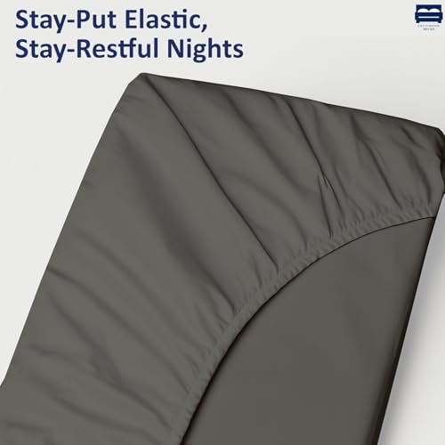 1 PC Cot Size 28" x 75" Fitted Sheet Only, 100% Egyptian Cotton, Dark Grey