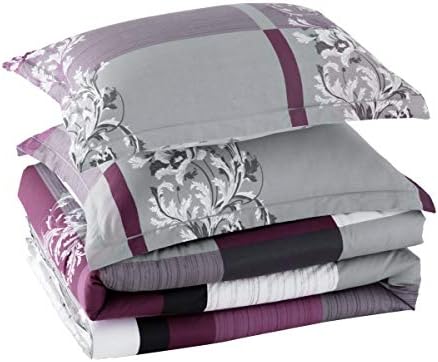 SLEEPBELLA Comforter Queen Size, 600 Thread Count Cotton Grey Paisley & Purple Comforter Sets, Down Alternative Bedding Set 3Pcs(Queen, Purple Paisley)