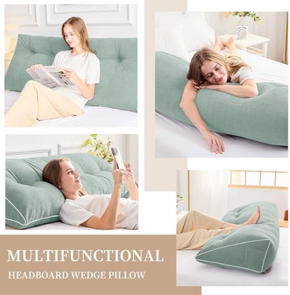 Sasttie Headboard Pillow Twin/Twin XL, Wedge Pillow Headboard, Mint Green