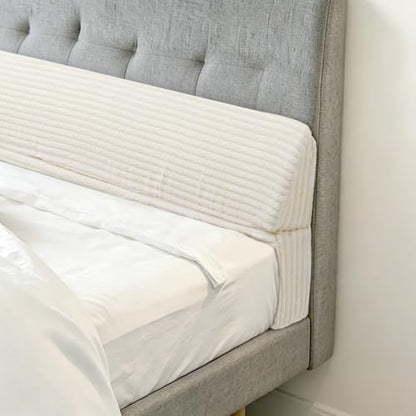 Wedge Shaped Pillow headboard Suitable for Bed Seams, Foldable Bed Wedge Pillow, Bed Gap Filler King Size Fill The Gap (0-12"), Mattress Gap Filler Long Pillow Between Headboard(Beige, 54")